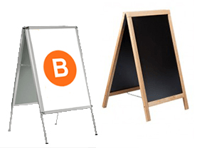 Budget stoepborden in hout en aluminium